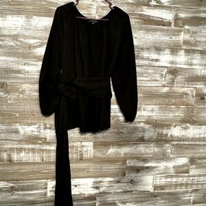 SOLD Black Eloquii Blouse with Tie at waist, size 18.  Like new